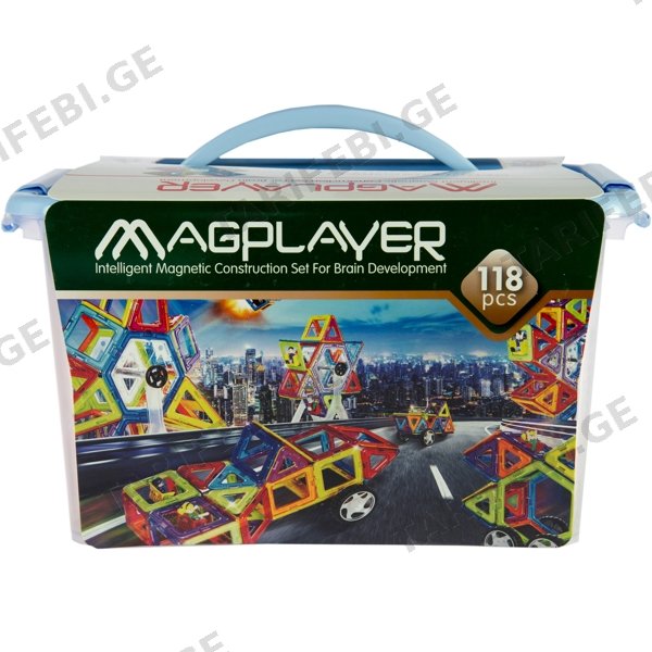 მაგნიტური კონსტრუქცია MAGPLAYER MPT-118, 118PCS, DESIGNER MAGNETIC SET BOX