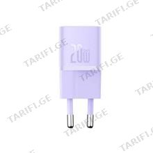 Baseus GaN5 Fast Charger mini 1C 20W EU CCGN050105 Purple ადაპტერი 20W