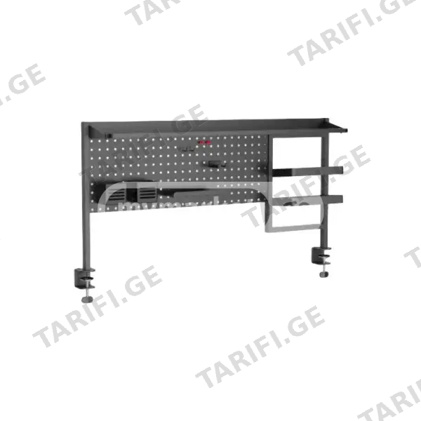 Vertex VX-PB-01B Clamp-On Multi-Purpose Pegboard Organizer Shelf — Heavy-Duty Desk Mount Pegboard Panel, Designed for 1200mm Desktops, Steel Construction, Modular Accessories & Shelving, Clamp-On