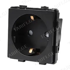 როზეტი ჩარჩოს გარეშე Socket Style 16A დამიწებით და შტორებით შავი