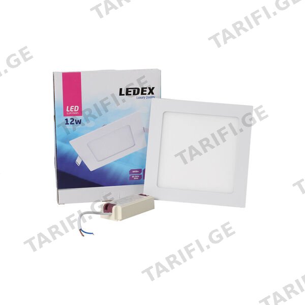 LED პანელური სანათი (კვადრატული) LED Slim Panel Light (Square) 12w 3000K