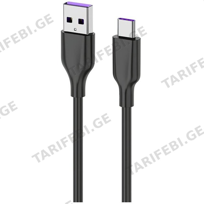USB კაბელი 2E 2E-CCAC-BL USB-A USB-C GLOW 1 M BLACK