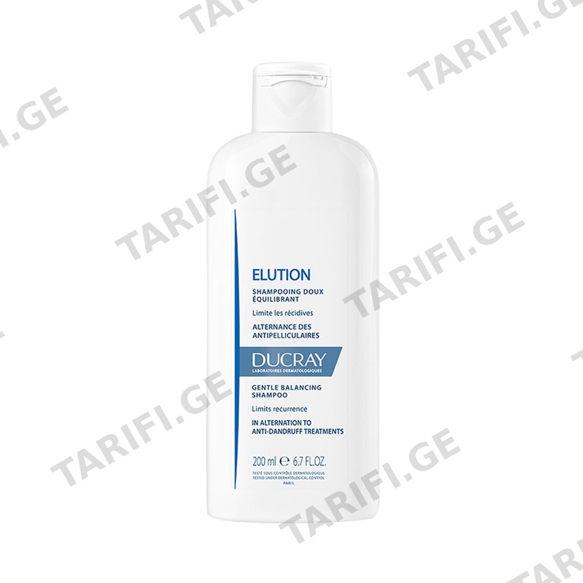 Ducray - დუკრე Elution მაბალანსებელი შამპუნი ყველა ტიპის ქერტლისთვის 200 მლ 9099