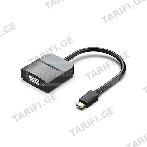 გადამყვანი - Vention Type-C to VGA Adapter 0.15M Black ABS T