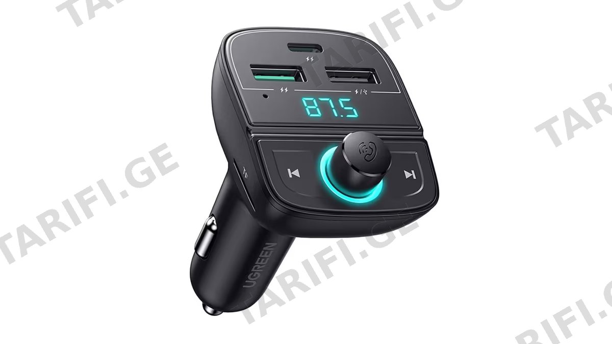 მობილურის დამტენი UGREEN CD229 (80910), Bluetooth Car Charger, PD, USB Flash Drive, Black