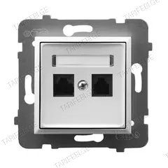 როზეტი კომპიუტერის CAT 5E Ospel Aria GPK-2U/K/m/00 2 განყოფილებიანი თეთრი