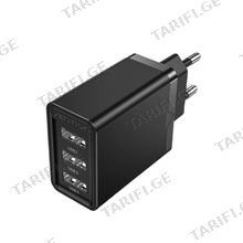 VENTION FEAB0-EU 3-port USB(A+A+A) Wall Charger(12W/12W/12W) EU-Plug Black
