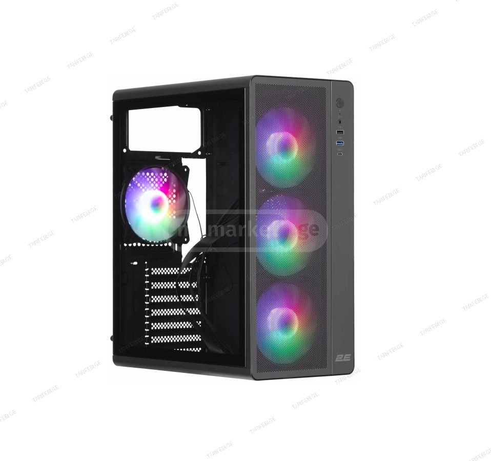 ქეისი 2E Gaming PC Case Credo Plus V510B მოყვება 4 ქულერი