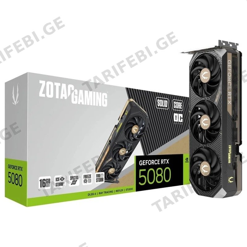 ვიდეო დაფა ZOTAC GEFORCE RTX 5080 SOLID CORE OC 16GB GDDR7 256-BIT ZT-B50800J2-10P