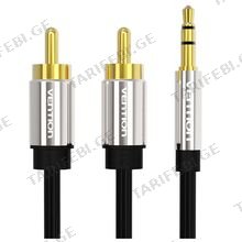 VENTION BCFBD 3.5mm Male to 2RCA Male Audio Cable 0.5M Black Metal Type