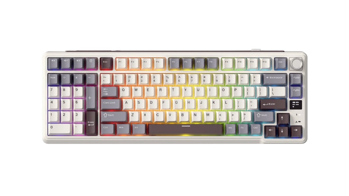 კლავიატურა Royal Kludge RKL98 RGB Mechanical Keyboard, Cream Switch, Hot Swappable, Wireless, Type-C, Bluetooth, 2.4GHz, Sandalwood Brown