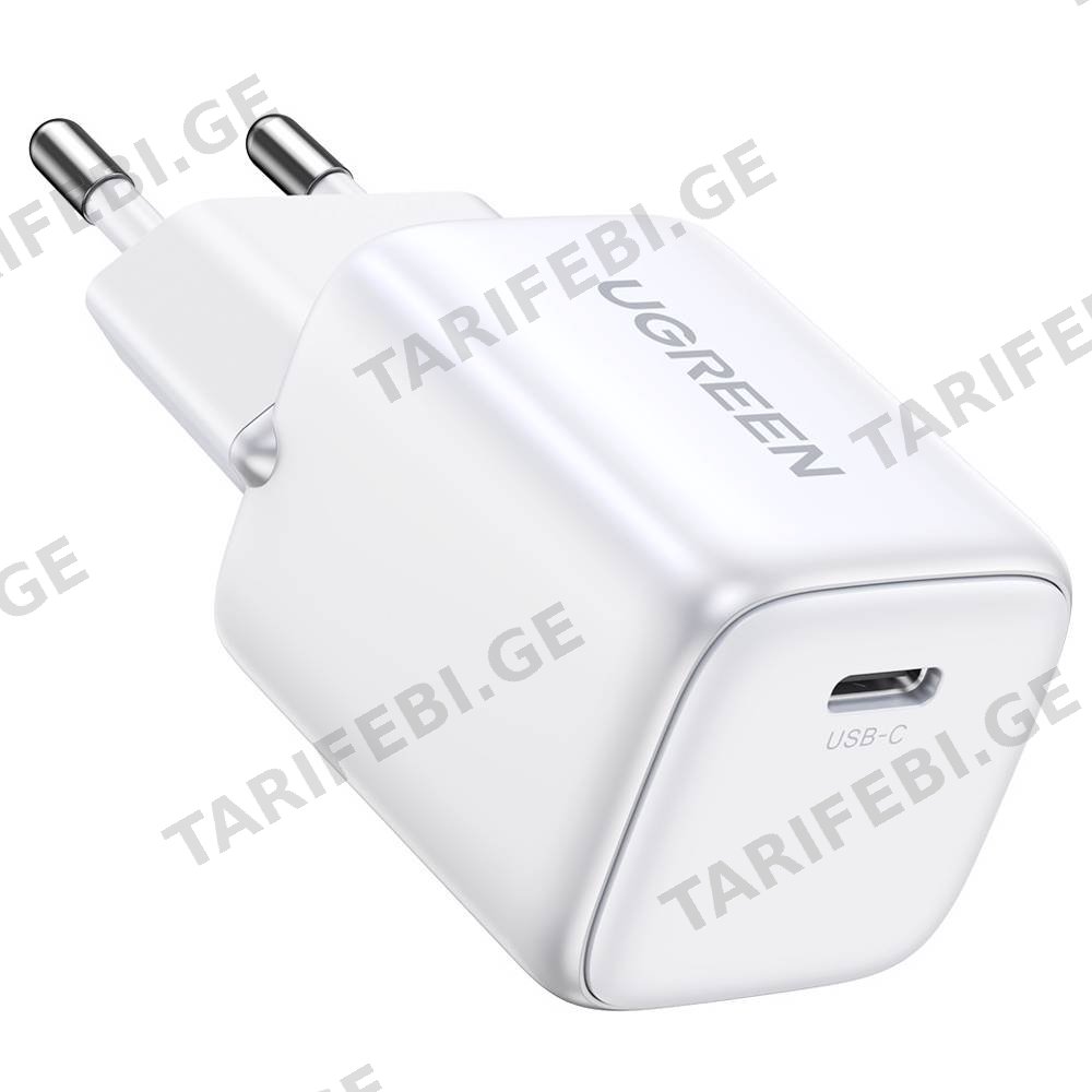 დამტენი UGREEN CD318 (15324) Nexode Mini, 20W, Single port, Type-C, White