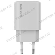 CANYON OnCharge 250 25W 1xPD EU White მობილური ტელეფონის ადაპტერი