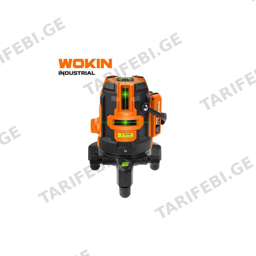 ლაზერული თარაზო Wokin 507605, SELF-LEVELING 5-LINES GREEN LASER LEVEL, Black/Orange