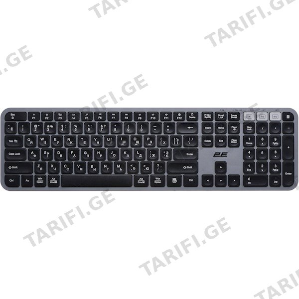 კლავიატურა 2E 2E-KS240WG, Wireless, USB, BT, Keyboard, Black/Gray