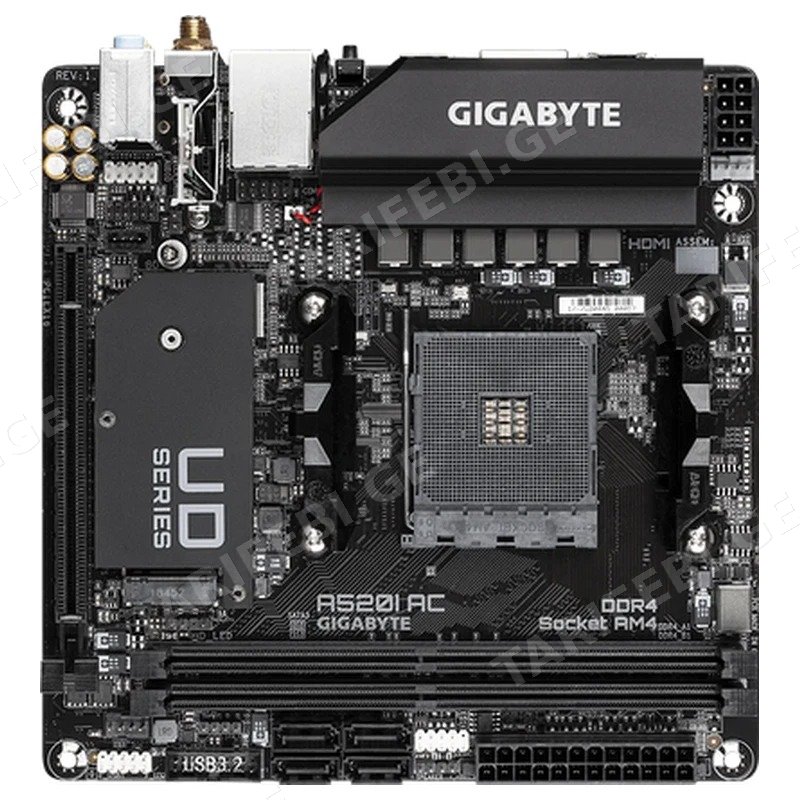 დედა დაფა GIGABYTE A520I AC MINI-ITX AM4 სოკეტით, WI-FI და BLUETOOTH