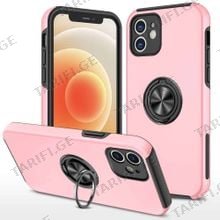 iPhone 12 Elit Ring Case სილიკონის ქეისი ბეჭდით - ვარდისფერი