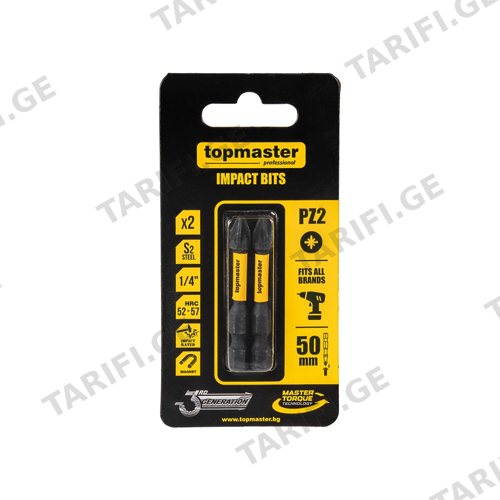 ბიტა დარტყმითი TOPMASTER 338734 PZ2 50 მმ 2 ც