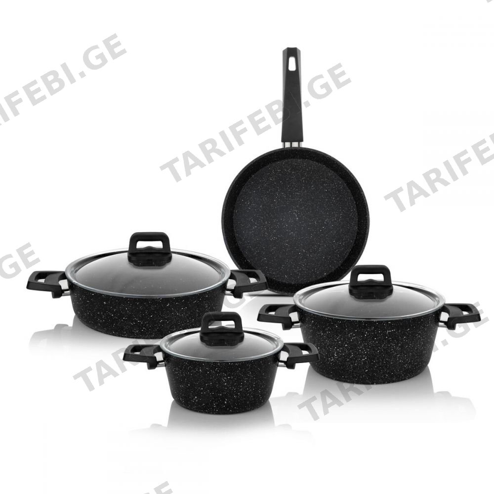 გრანიტის ცეცხლგამძლე ნაკრები SCHAFER ROCK GRANITE FIREPROOF COOKWARE SET BLACK