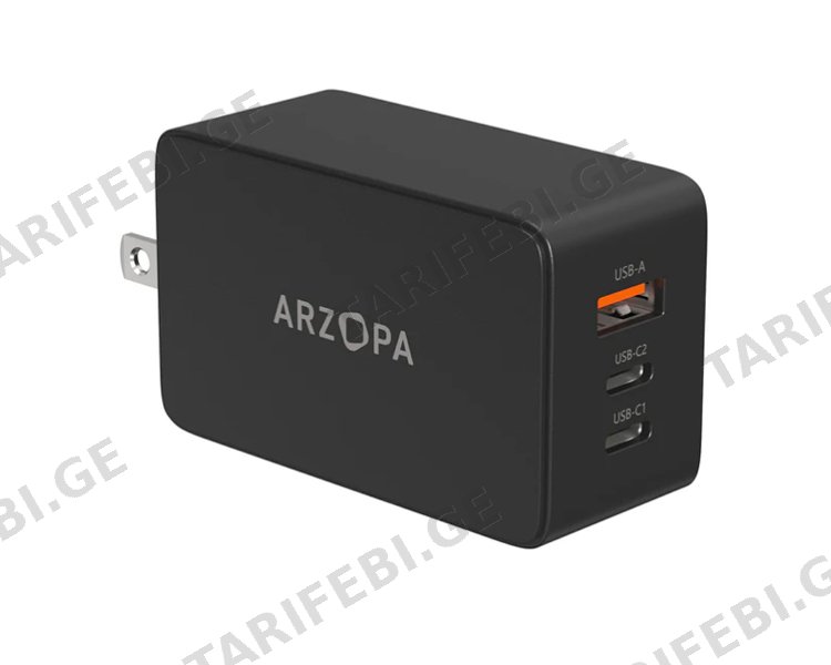დამტენი Arzopa C65 GaN Fast Charger USB/2xUSB-C 65W