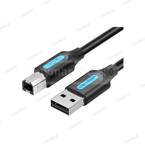 პრინტერის კაბელი - Vention USB 2.0 10მ Black PVC Type