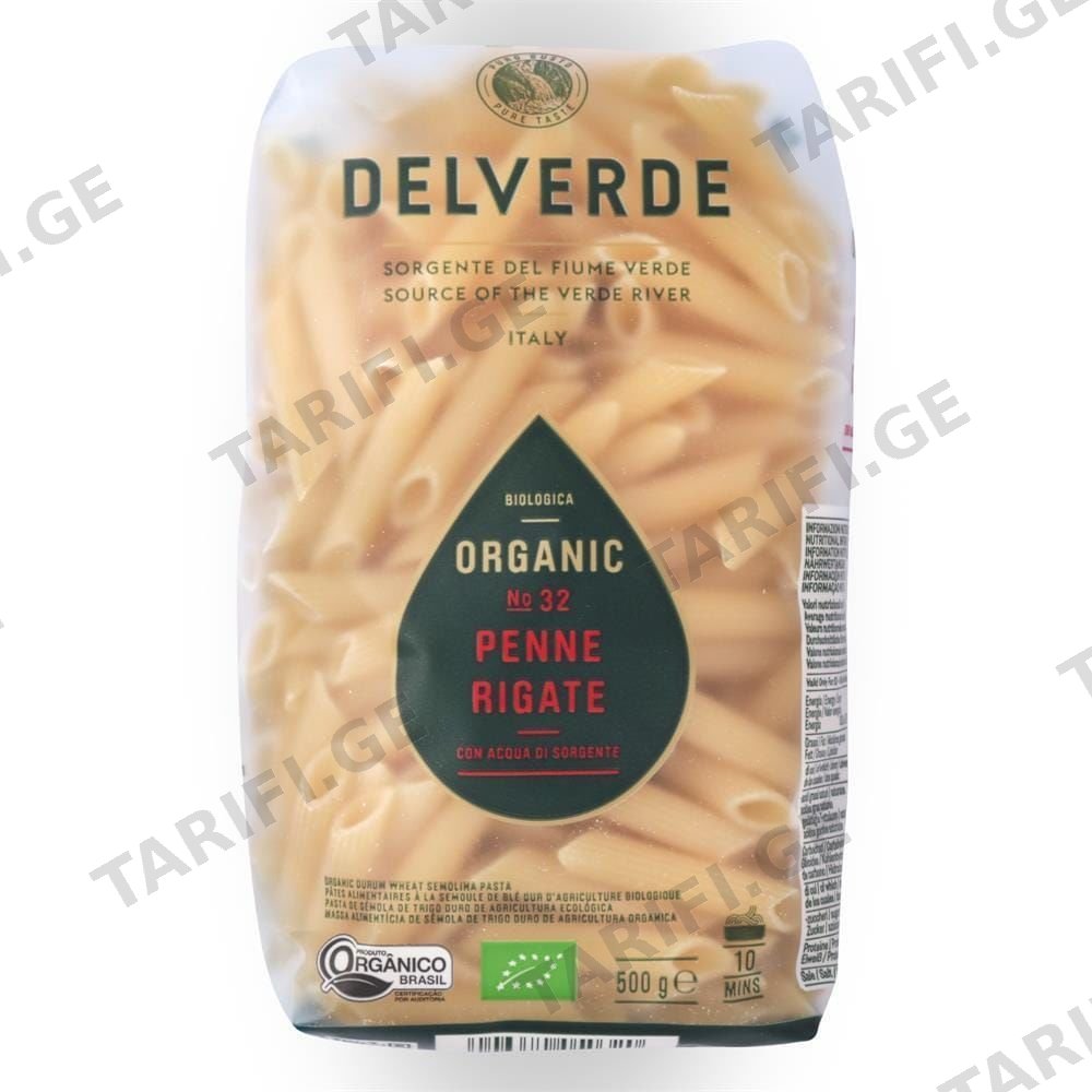 მაკარონი/Delverde/ ორგანული პენე რიგატე N32, 500გ