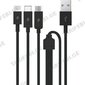 Ttec Trio Charge/Data Cable Type-C Lightning Micro USB 120cm Black 2DK7521S