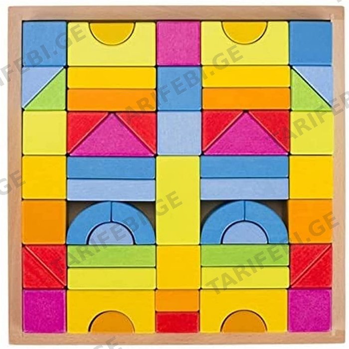ხის სამაგიდო თამაში GOKI BUILDING BLOCKS RAINBOW 58624