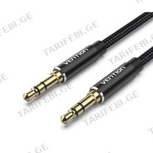 VENTION BAWBH Cotton Braided 3.5mm Male to Male Audio Cable 2M Black Aluminum Alloy Type