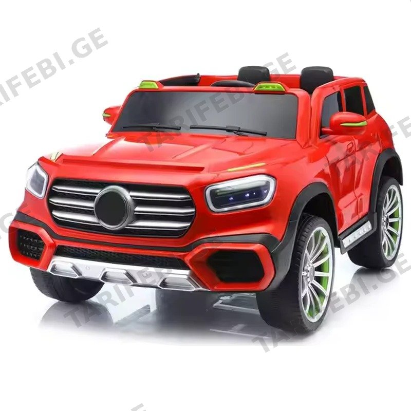 ბავშვის ელექტრო მანქანა MERCEDES-BENZ WN-609 2 ადგილიანი ტყავის სავარძლით წითელი