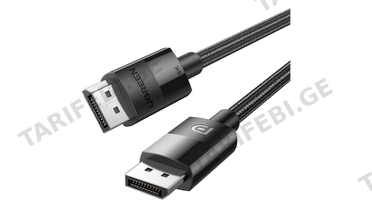 ვიდეო კაბელი UGREEN DP114 (80390), 8K, DisplayPort To DisplayPort, 1m, Black