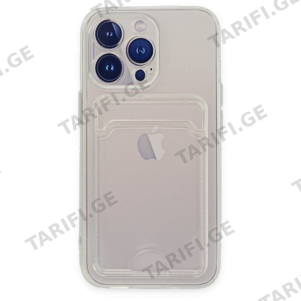 iPhone 14 Pro Transparent Card Case, გამჭვირვალე ბარათის ჩასადებით ქეისი
