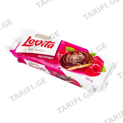 ნამცხვარი Jelly Cookies ჟელეს შიგთავსით ჟოლოს გემოთი / Lovita/ 135გრ