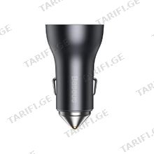 Baseus Golden Contactor Max Dual Fast Charge Car Charger C+C 60W CGJM000213 Dark Grey დამტენი