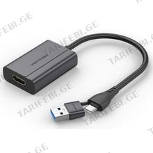 VENTION ACYHB USB-C and USB-A to HDMI Converter Gray Aluminium Alloy Type