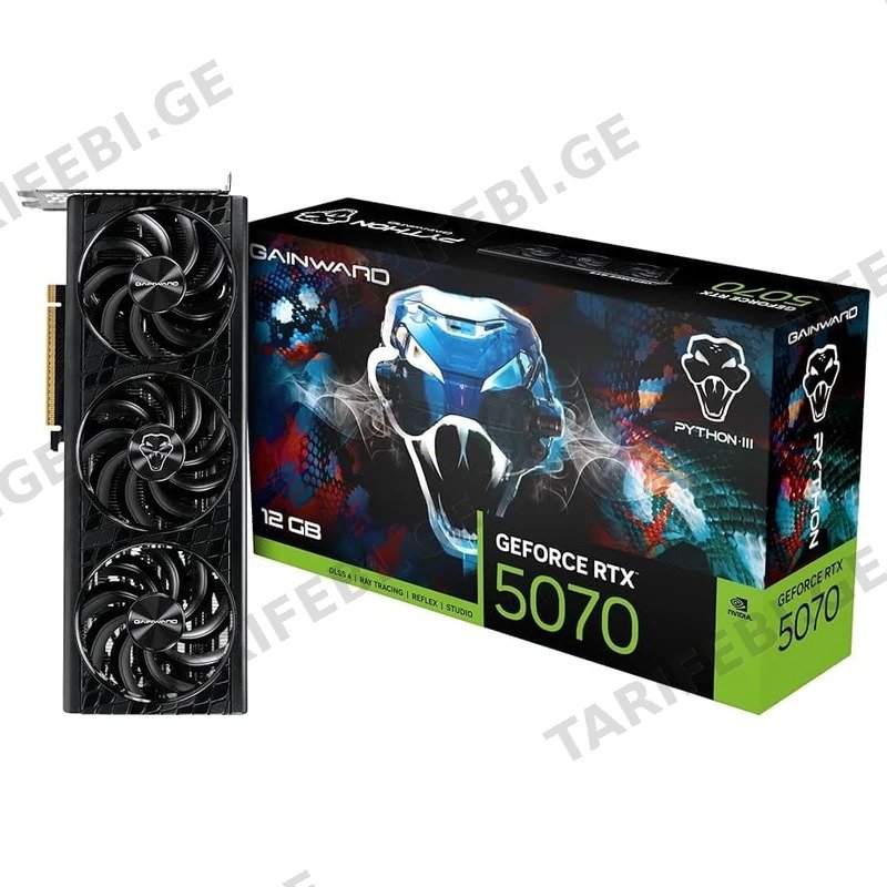 სათამაშო ვიდეო ბარათი GAINWARD RTX 5070 PYTHON III OC 12GB GDDR7