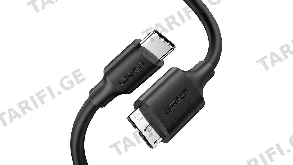 USB კაბელი UGREEN US312 (20103) Type-C to Micro-B Cable, 1m, Black