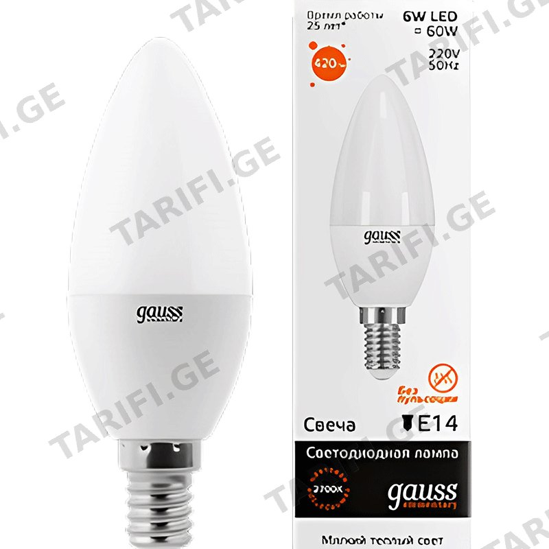 LED ნათურა GAUSS EL-33116 CANDLE (6W, E14, 2700K)