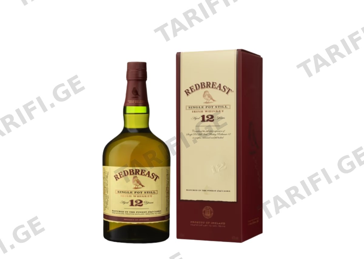 ერთალაოიანი ირლანდიური ვისკი Redbreast, 12 წლიანი - 0.7L