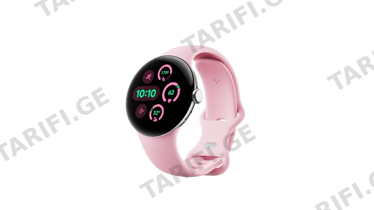 Google Pixel Watch 3 41mm Wi-Fi Polished Silver Aluminum Case with Rose Quartz Active Band