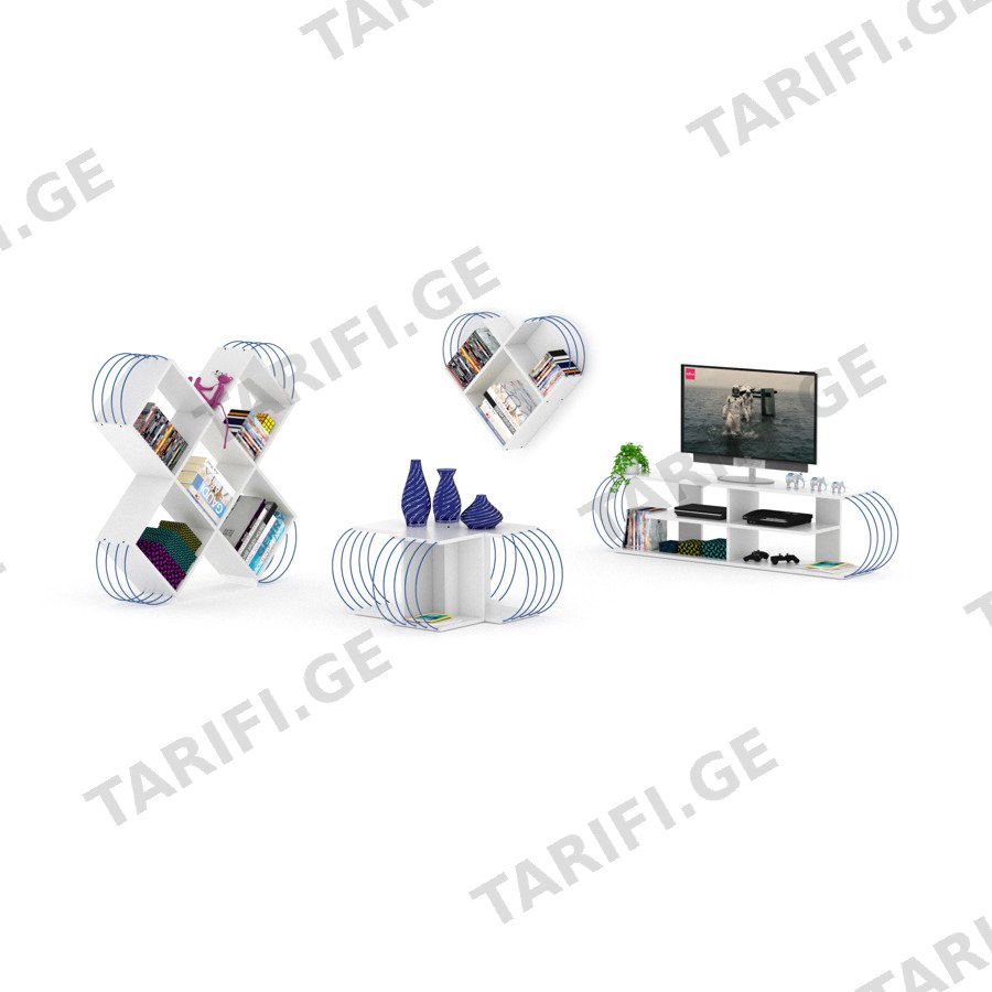 თარო Case Bookcase (White-Blue) RF170406 (120*25*120)
