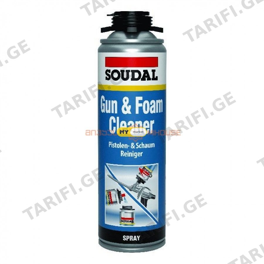 პისტოლეტის გამწმენდი სითხე-SOUDAL GUN&FOAM CLEANER 500 ML