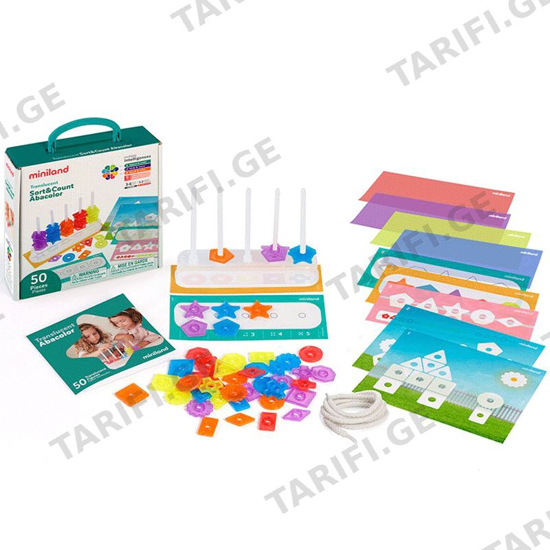 სათამაშო ასაშნებელი კუბიკები MINILAND TRANSLUCENT SORT&COUNT ABACOLO