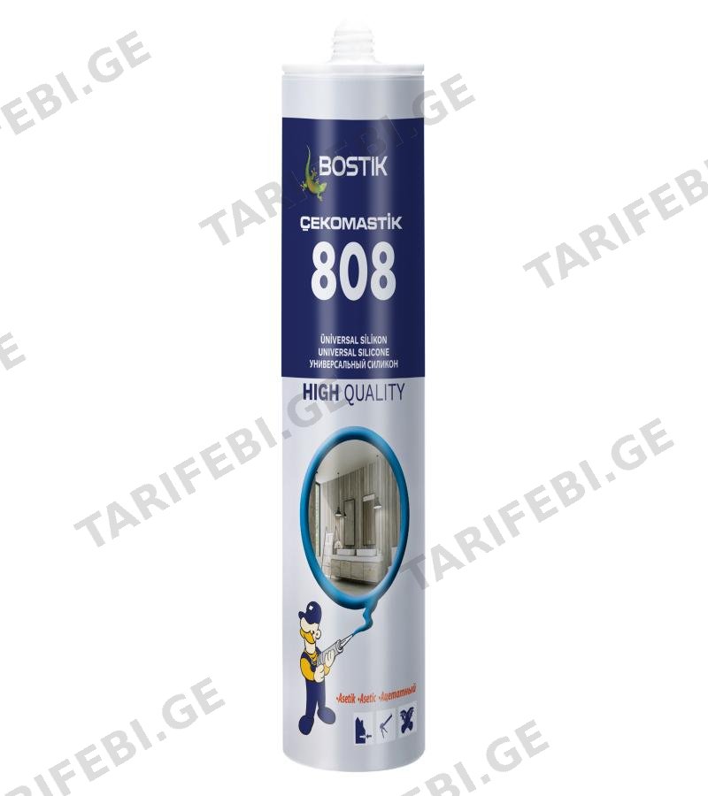 სილიკონი უნივერსალი Cekomastik 808 თეთრი 280 გრ BOSTIK
