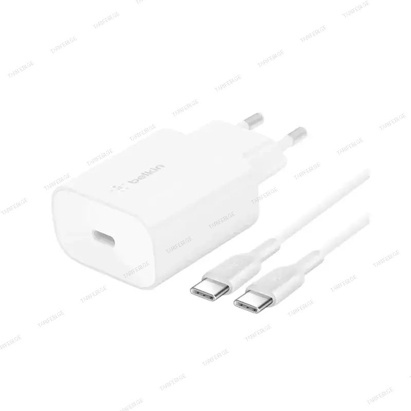 Belkin USB-C Wall Charger 25W + 1M USB-C to USB-C Cable WCA004vf1MWH-B6 White