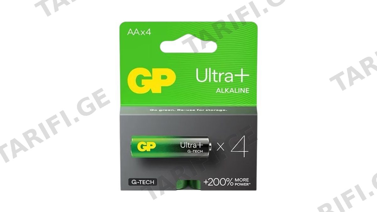 G-Tech GP AAx4 Ultra+ Alkaline Battery - 4 ცალი