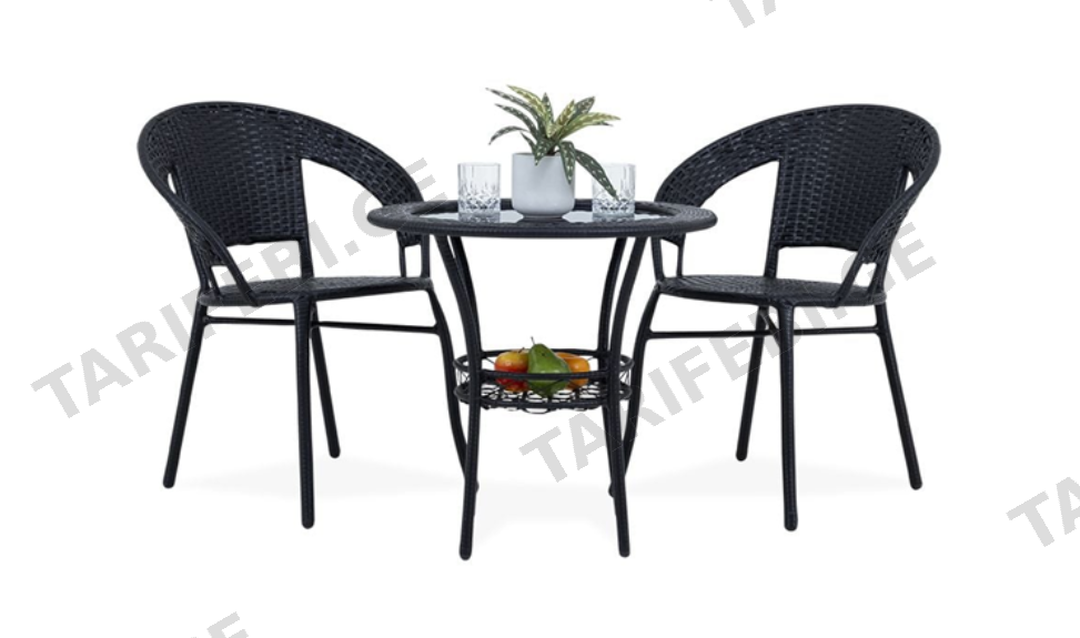 მაგიდა 2 სკამით PE-001 Black garden chair