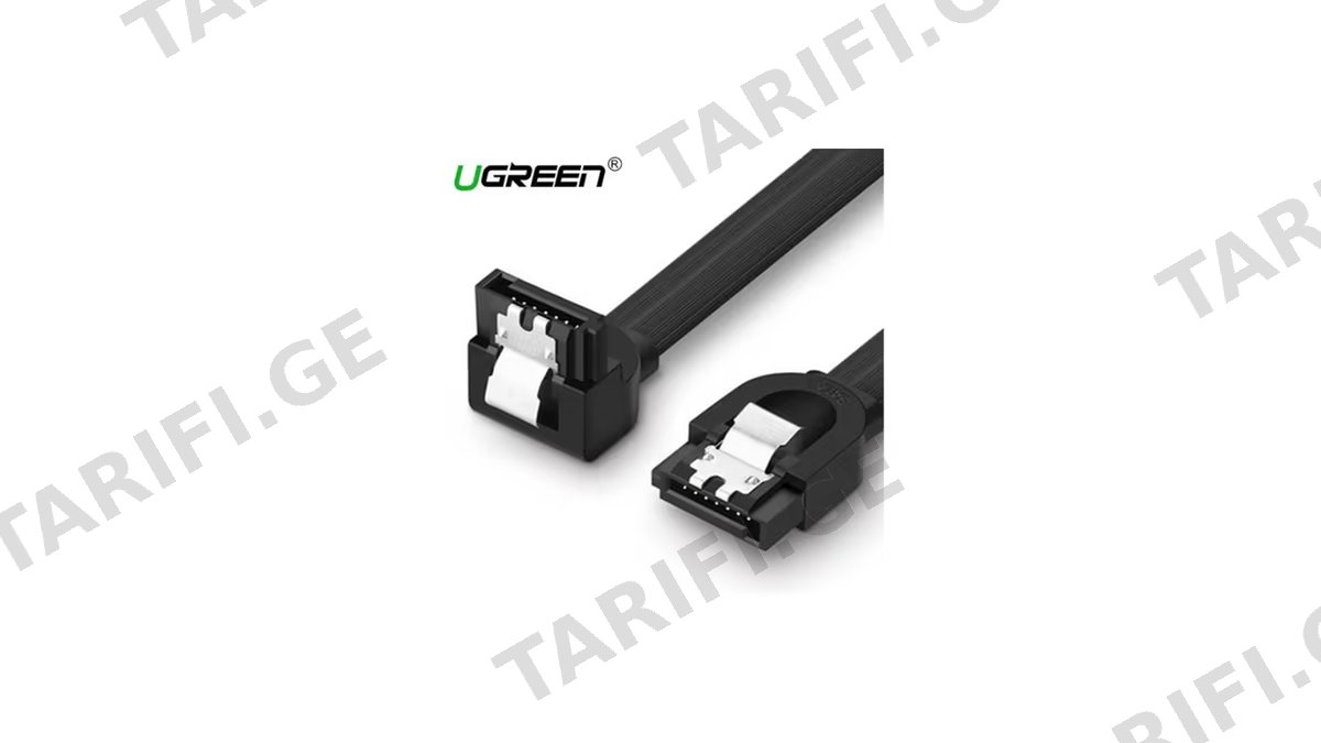 SATA კაბელი UGREEN US217 (30797) SATA 3.0 Data Cable 90° Elbow, 0.5m, Black