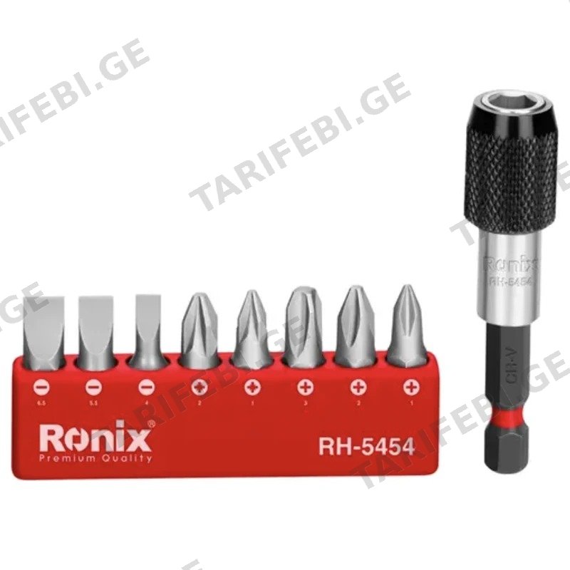 სახრახნისის ბიტების ნაკრები RONIX RH-5454, 9 ცალი