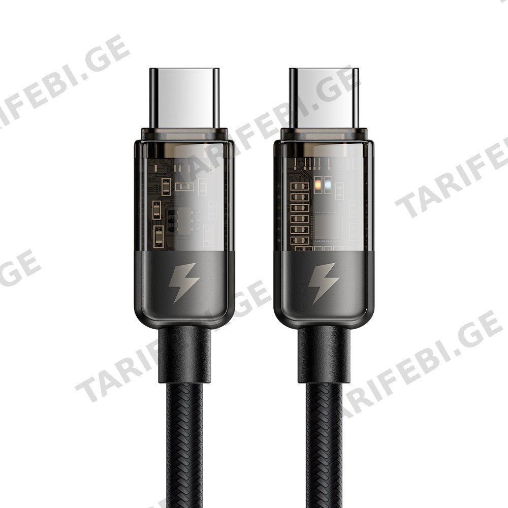 კაბელი Mcdodo Auto Power Off 100W Type-C to Type-C Transparent Data Cable 1.2m CA-2840
